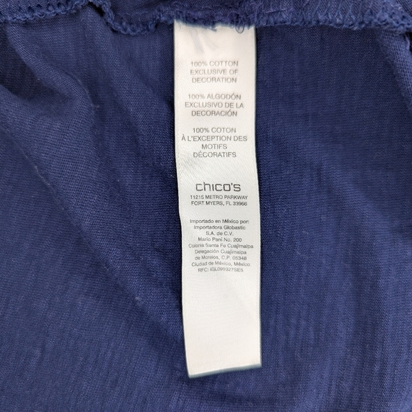 Chico's Long Navy Tunic with White Embroidery Cotton, Women's Size 1 (Medium) - Picture 10 of 12